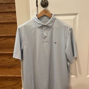 Vineyard Vines Men's On The Go Sankaty Light Blue Striped Polo Shirt